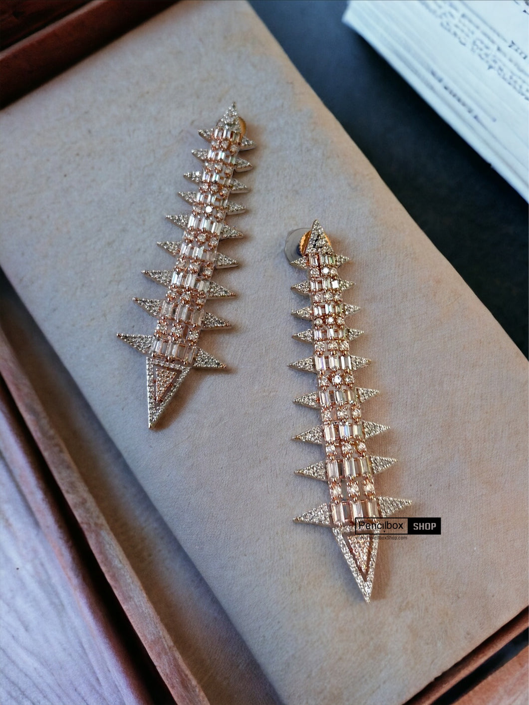 American diamond cz Long dangling earrings