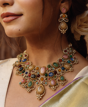 Load image into Gallery viewer, Sabya Inspired Celebrity Multicolored Gemstones Premium Necklace set
