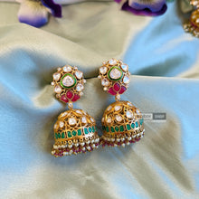 Load image into Gallery viewer, Pachi Kundan Moissanite ethnic jhumkas
