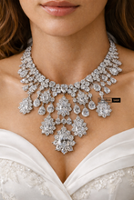 Load image into Gallery viewer, Premium White silver Solitaire Necklace set
