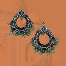 Load image into Gallery viewer, American Diamond Designer Multicolor Kundan Chandbali Cz Earrings
