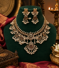 Load image into Gallery viewer, Cz Multicolor guttapusalu Kemp stone necklace set
