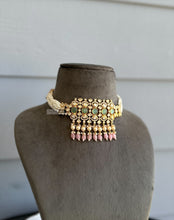 Load image into Gallery viewer, Tayani 22k gold Plated pink mint pearl Choker necklace set
