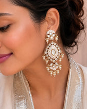 Load image into Gallery viewer, Pink ivory 22k Gold Plated Tayani Premium Hanging Dangling Earrings
