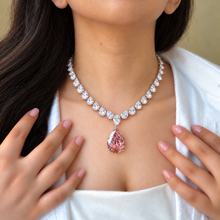 Load image into Gallery viewer, Single Layer Solitaire Diamond Look Silver Finish Necklace Set with Earrings
