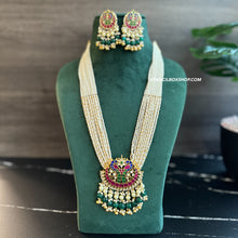 Load image into Gallery viewer, Exclusive Pachi Kundan Designer Premium Long Pearl necklace set
