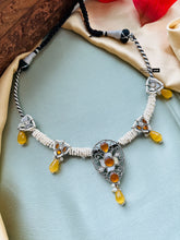 Load image into Gallery viewer, Pachi kundan yellow German Silver brass hasli necklace
