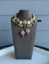 Load image into Gallery viewer, Purple Uncut Kundan American Diamond Necklace set
