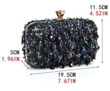 Load image into Gallery viewer, Black Tassel Shiny party Clutch
