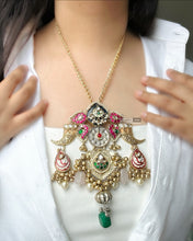 Load image into Gallery viewer, Kundan Big Statement Afghani German Silver Long Pendant necklace Pachi
