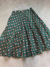 Load image into Gallery viewer, Green Patola Free size Soft Silk Skirt
