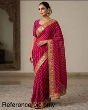Load image into Gallery viewer, Leheriya Golden Zari Border Saree Elegant
