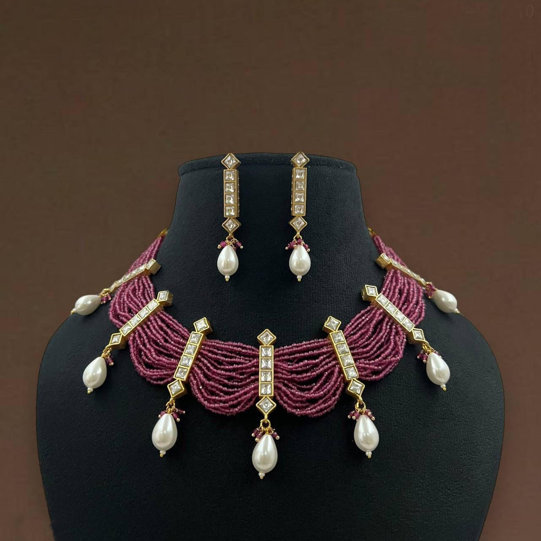 Multiple colors-Kundan Hydro Stone designer Stylish Necklace set