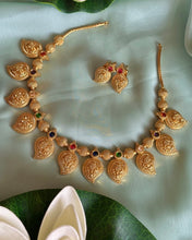Load image into Gallery viewer, Multicolor Mango Dainty Ethnic Temple necklace set

