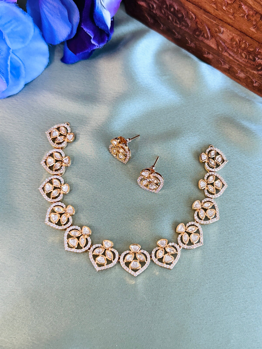 22k gold plated Statement Tayani leaf shape Necklace set