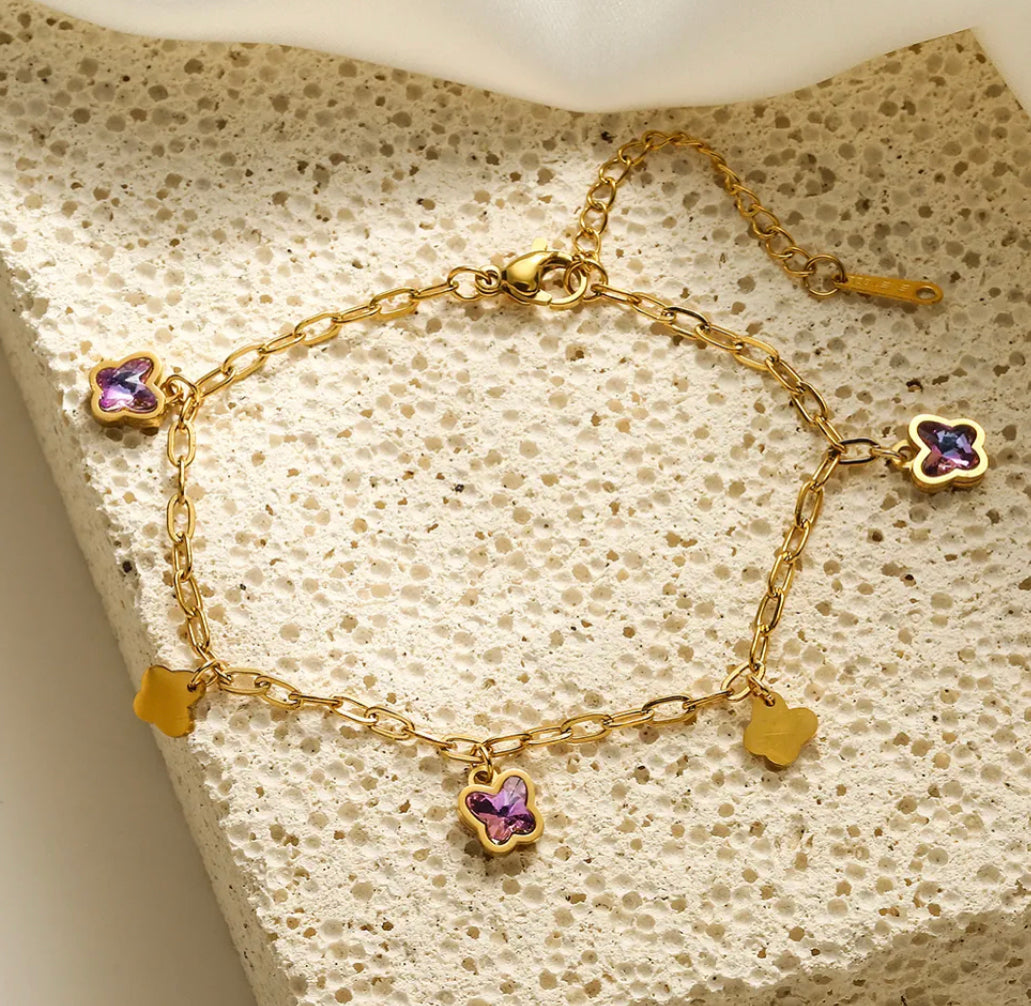 18k gold plated zircon stainless steel chain  bracelet IDW
