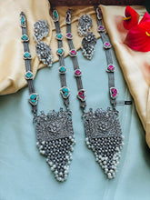 Load image into Gallery viewer, Long pachi kundan  German Silver brass pendant necklace set

