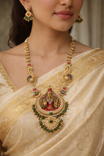 Load image into Gallery viewer, Hand painted Lakshmi ji Long Haram necklace set
