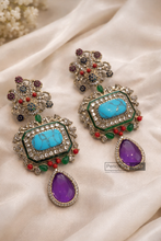 Load image into Gallery viewer, Statement Designer Sabya inspired Stone Heritage Cz earrings
