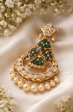 Load image into Gallery viewer, Green Premium Tayani 22k Gold Plated doublet Dangling Earrings
