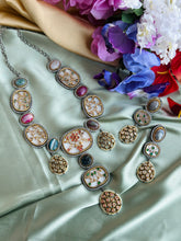 Load image into Gallery viewer, Designer inspired gem stone Premium Sabya inspired Heritage Necklace set
