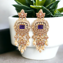 Load image into Gallery viewer, 22k gold plated Doublet Pearl drop Tayani dangling Earrings
