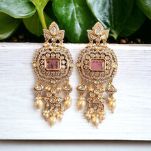 Load image into Gallery viewer, 22k gold plated Doublet Pearl drop Tayani dangling Earrings
