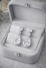Load image into Gallery viewer, Premium Solitaire Three Stone Danglers American Diamond cz Earrings [ Free Shipping ]
