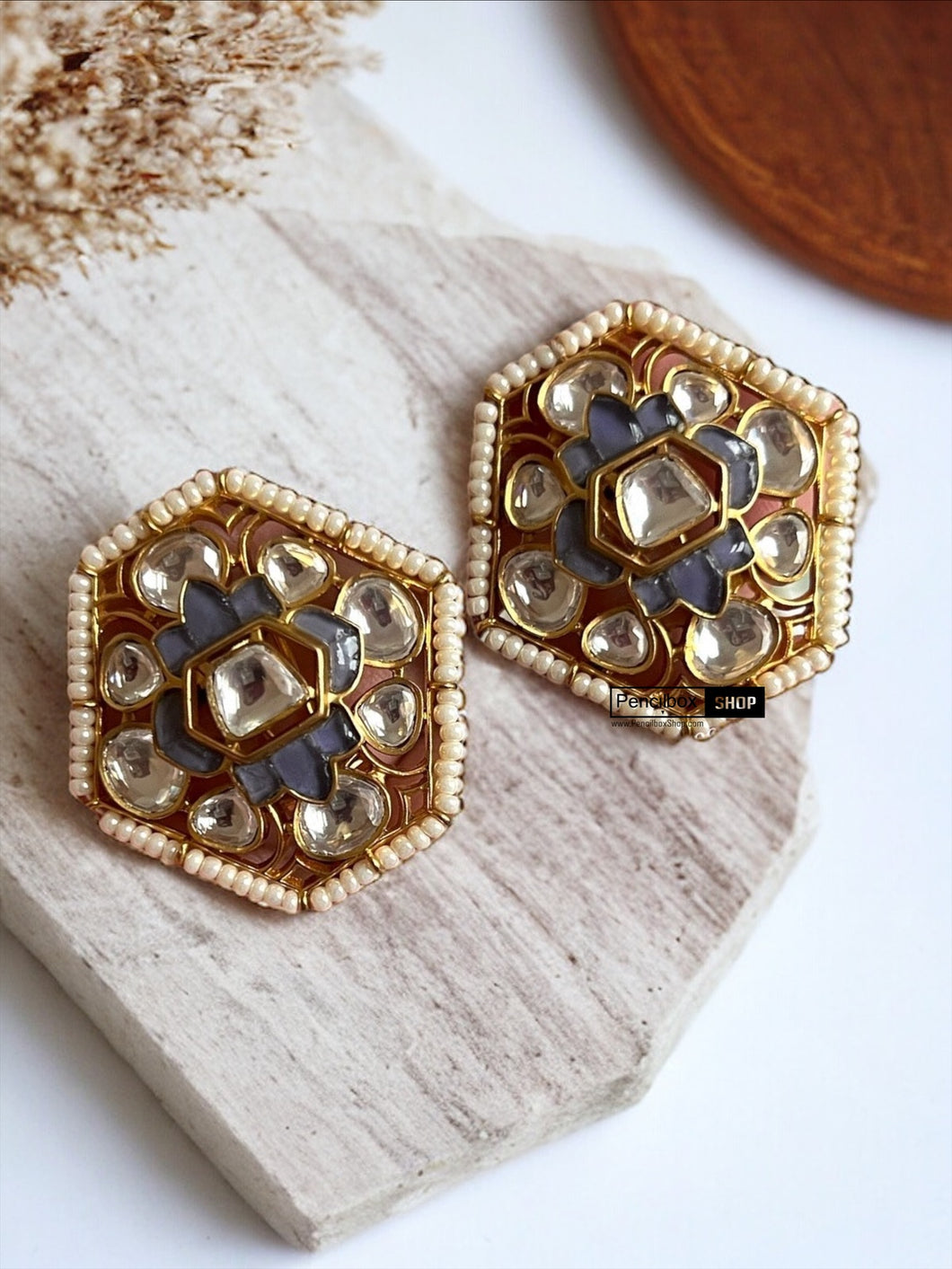 22k Gold plated moissanite Stud Earrings