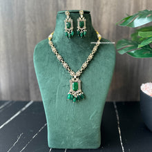 Load image into Gallery viewer, Tayani Gold plated Emerald Green Doublet Dainty Necklace set
