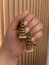 Load image into Gallery viewer, Layered Ethnic Cz Traditional Jhumka earrings
