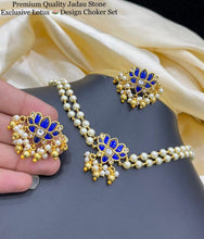 Load image into Gallery viewer, Dainty Golden Lotus Jadau pachi choker Necklace set temple  jewelry

