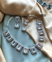 Load image into Gallery viewer, Designer Silver Finish American Diamond Necklace set
