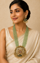 Load image into Gallery viewer, Moissanite Long Peacock Rubty Green Premium Necklace set
