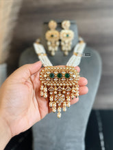 Load image into Gallery viewer, Falak 22k gold plated Green Pearl Long Tayani Premium Necklace set

