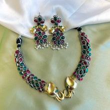 Load image into Gallery viewer, German silver Golden Elephant Hasli Necklace set
