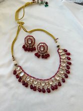 Load image into Gallery viewer, Crystal Kundan polki Tayani Beads Premium Necklace set
