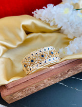 Load image into Gallery viewer, Blue Ivory Meenakari tayani 22k gold plated Board Statement kada bangle
