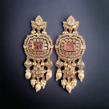 Load image into Gallery viewer, 22k gold plated Doublet Pearl drop Tayani dangling Earrings
