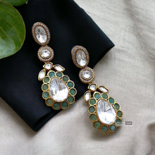 Load image into Gallery viewer, Moissanite Kundan  Gold plated Dangling Earrings
