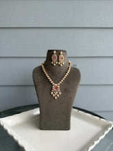 Load image into Gallery viewer, Advik Pink 22k Gold plated Tayani Premium Doublet Statement Necklace set
