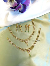 Load image into Gallery viewer, American  Diamond Simple dainty designer Necklace set Temple jewelry
