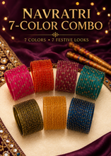 Load image into Gallery viewer, Navratri 7 color Glass Bangle Combo SET
