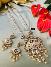 Load image into Gallery viewer, Green ivory Gold plated meenakari Tayani Premium Statement Necklace set
