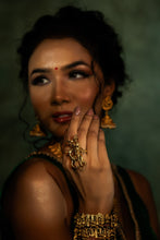 Load image into Gallery viewer, Golden Brass Krishna Deer Ring Ethnic adjustable
