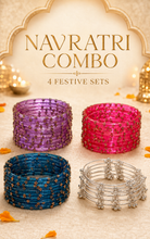 Load image into Gallery viewer, Navratri COMBO OFFER Full SET 3 Glass + 1 Kashmiri  Bangle Combo set
