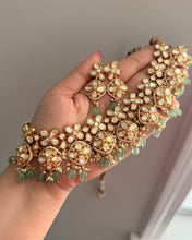 Load image into Gallery viewer, Moissanite Sunheri Mint Beads Statement Necklace set
