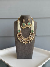 Load image into Gallery viewer, Mint Doublet Tayani 22k gold plated double layer necklace set
