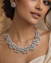 Load image into Gallery viewer, Anaya Flower Victorian White American Diamond Necklace set
