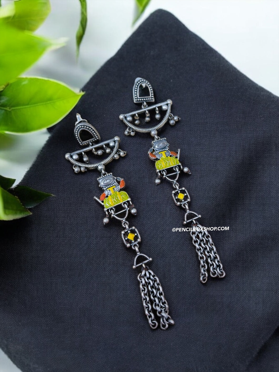 German silver Long Tribal Bohemian Dangling Earrings